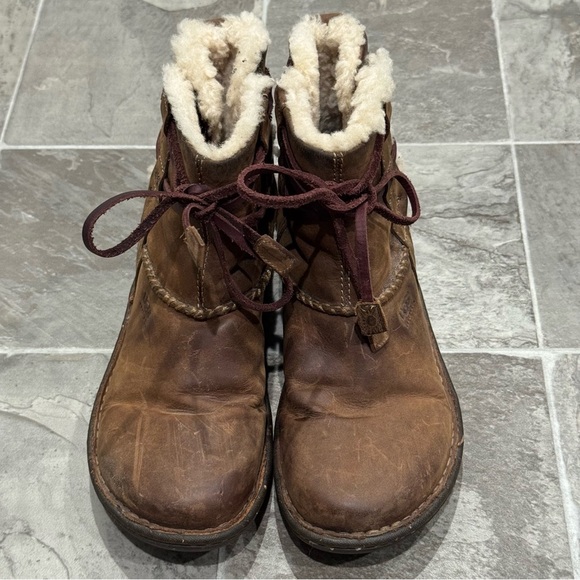 UGG Australia La Jolla Brown Leather Ankle Boots Size 8 Goober Winter - Picture 2 of 12
